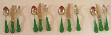 Dollhouse Miniature 12Pc. Flatware Set-Green